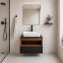 MUEBLE PARA BAÑO FLOTANTE FRIDA 20" NOGAL NEGRO MDP LAVABO Y MONOMANDO