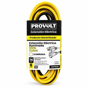EXTENSIÓN DE USO RUDO 3 CONDUCTORES CALIBRE 14 5M ILUMINADA COBRE 100%