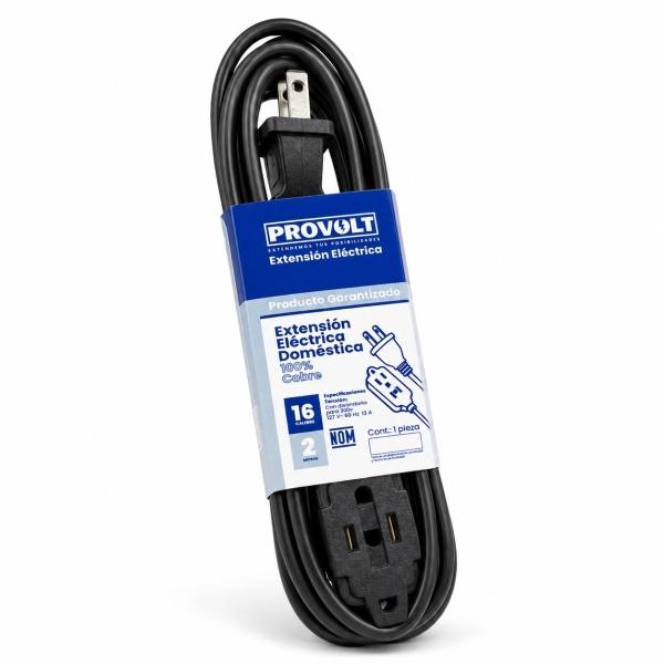 EXTENSIÓN DOMÉSTICA DE 2M CON CABLE SPT-2 NEGRO DE COBRE