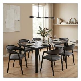 Set de Comedor para 6 Personas Zovi Camila Color Negro y Gris