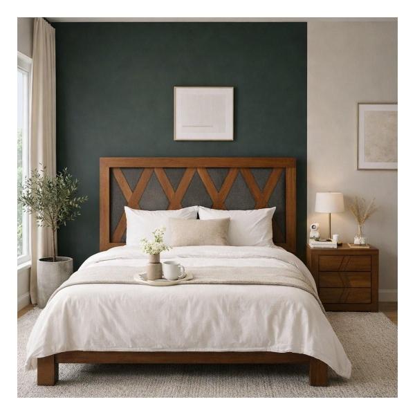 Cabecera King Size con 1 Buró Brick Color Parota y Gris
