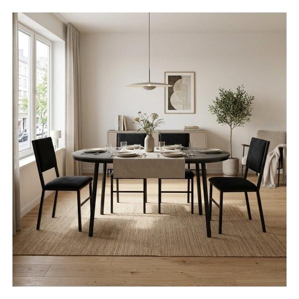 Set de Comedor para 4 Personas Camila Zovi Color Gris y Negro
