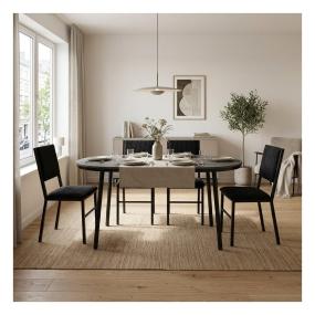 Set de Comedor para 4 Personas Camila Zovi Color Gris y Negro