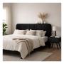 Cabecera King Size con 1 Buró Color Negro - Melamina, MDF y Tapiz