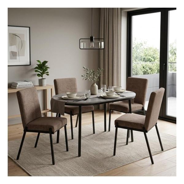 Set de Comedor para 4 Personas Camila Zenta Color Gris y Beige