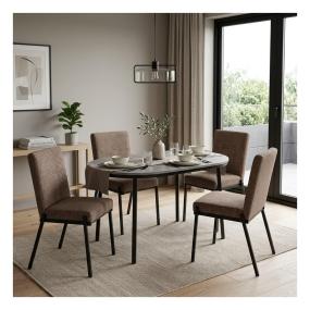 Set de Comedor para 4 Personas Camila Zenta Color Gris y Beige