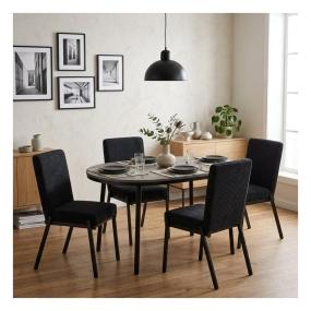 Set de Comedor para 4 Personas Camila Zenta Color Gris y Negro