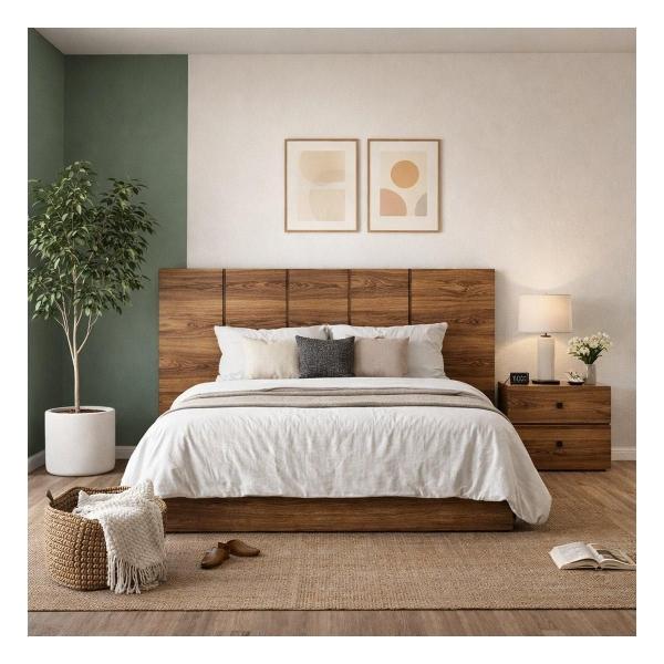 Cabecera King Size con 1 Buró Louvre Color Nogal