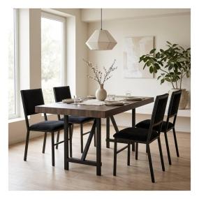 Set de Comedor para 4 Personas Zenta Zovi Color Nogal y Negro