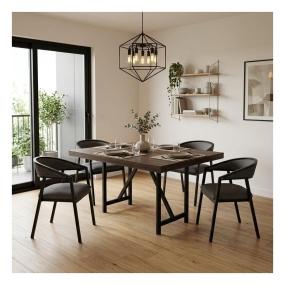 Set de Comedor para 4 Personas Zenta Camila Color Nogal y Gris