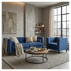 Sala Madison con 2 piezas Color Azul Marino