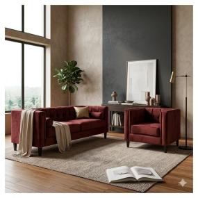 Sala Madison con 2 piezas Color Vino