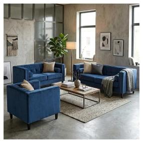 Sala Madison con 3 piezas Color Azul Marino