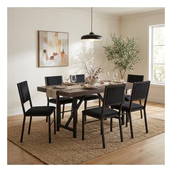 Set de Comedor para 6 Personas Zenta Zovi Color Nogal y Negro