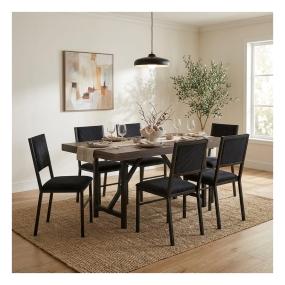 Set de Comedor para 6 Personas Zenta Zovi Color Nogal y Negro