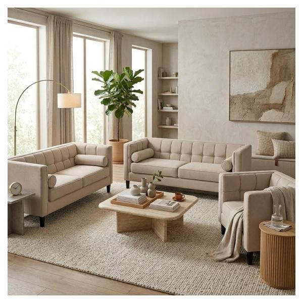 Sala Madison con 3 piezas Color Vainilla