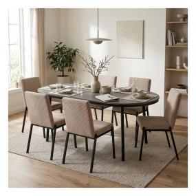 Set de Comedor para 6 Personas Camila Zenta Color Gris y Beige