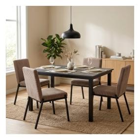 Set de Comedor para 4 Personas Zovi Zenta Color Negro y Beige
