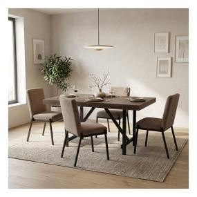 Set de Comedor para 4 Personas Zenta Color Nogal y Beige