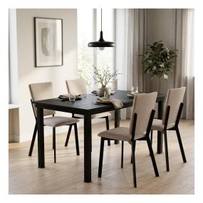 Set de Comedor para 4 Personas Zovi Luxen Color Beige y Negro