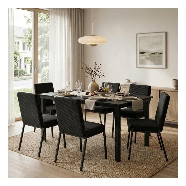 Set de Comedor para 6 Personas Zovi Zenta Color Negro