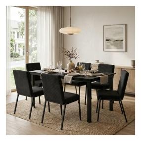 Set de Comedor para 6 Personas Zovi Zenta Color Negro