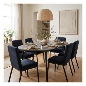 Set de Comedor para 6 Personas Camila Zenta Color Gris y Negro