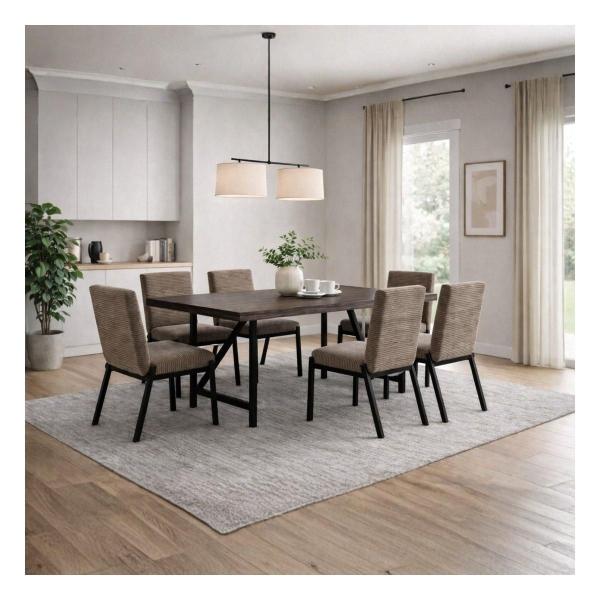 Set de Comedor para 6 Personas Zenta Color Nogal y Beige
