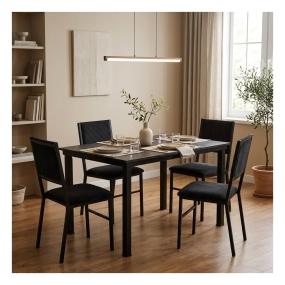 Set de Comedor para 4 Personas Zovi Color Negro