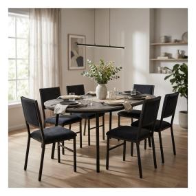 Set de Comedor para 6 Personas Camila Zovi Color Gris y Negro