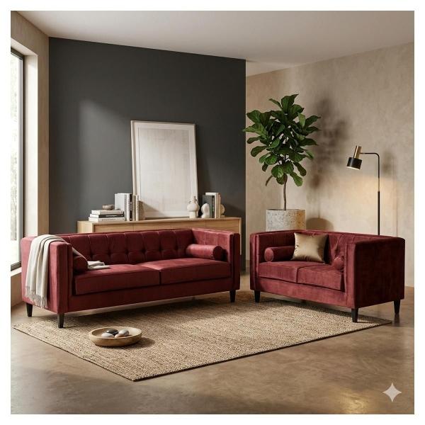 Sala Madison con 2 piezas Color Vino