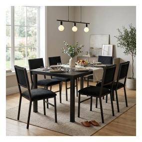 Set de Comedor para 6 Personas Zovi Color Negro