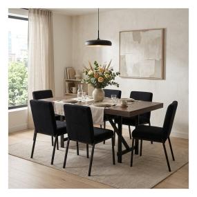 Set de Comedor para 6 Personas Zenta Color Nogal y Negro