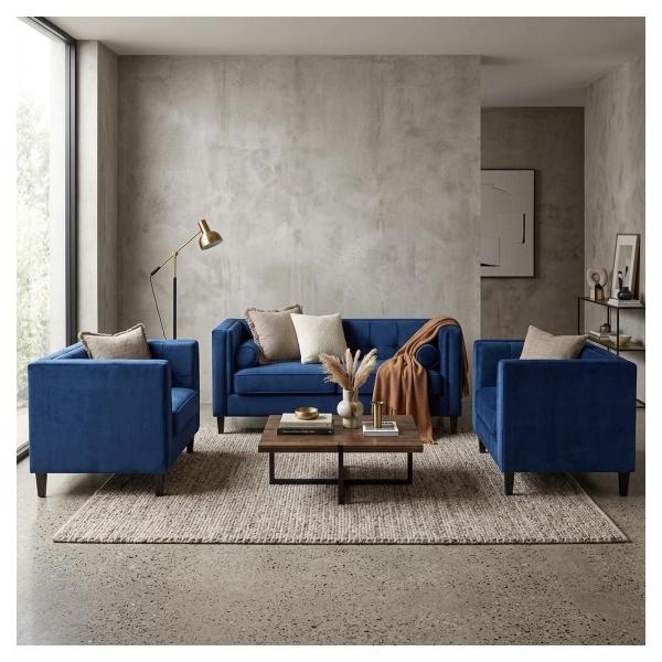 Sala Madison con 3 piezas Color Azul Marino