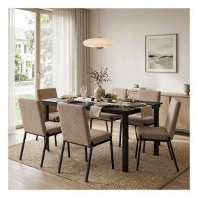 Set de Comedor para 6 Personas Zovi Zenta Color Negro y Beige