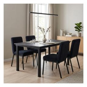 Set de Comedor para 4 Personas Zovi Zenta Color Negro