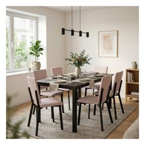 Set de Comedor para 6 Personas Zovi Luxen Color Beige y Negro