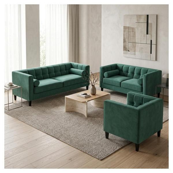 Sala Madison con 3 piezas Color Esmeralda