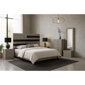 Recámara Wendy King Size de 5 Piezas - Gris