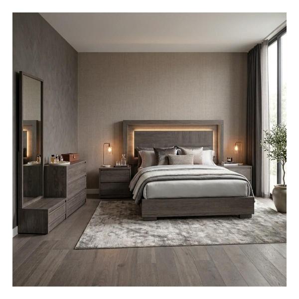 Recámara Sevilla King Size de 5 Piezas - Gris