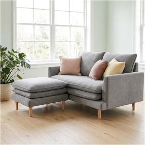 Sillón de 2 Plazas con Taburete Eula - Color Gris Claro