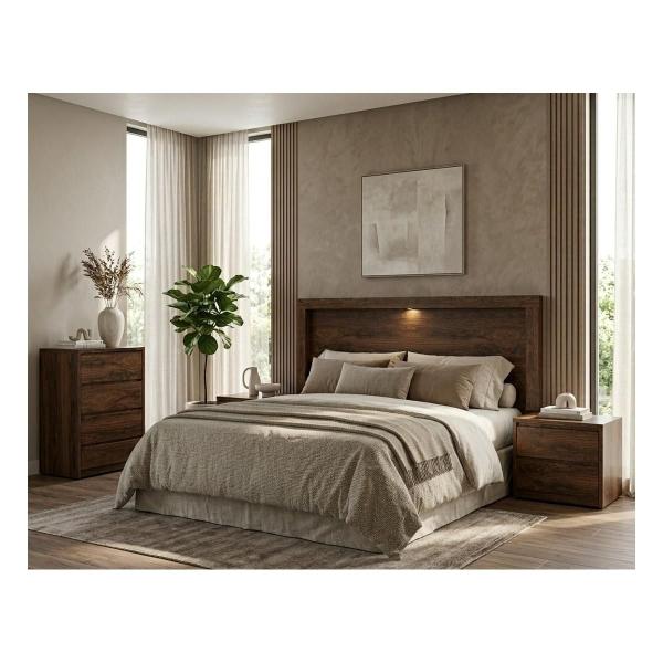 Recámara Firenze King Size de 4 Piezas - Nogal