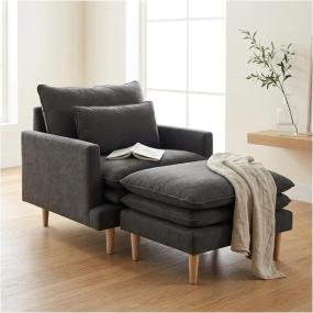 Sillón con Taburete Eula - Color Gris Oxford