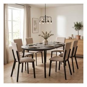Set de Comedor para 6 Personas Camila Luxen Color Gris y Beige