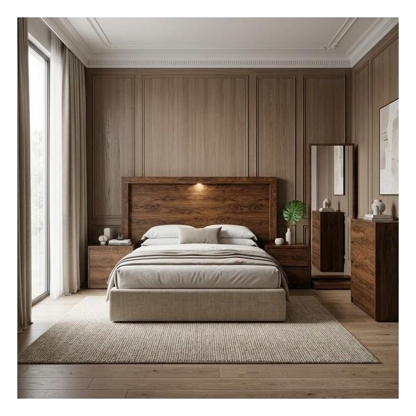 Recámara Firenze King Size de 5 Piezas - Nogal
