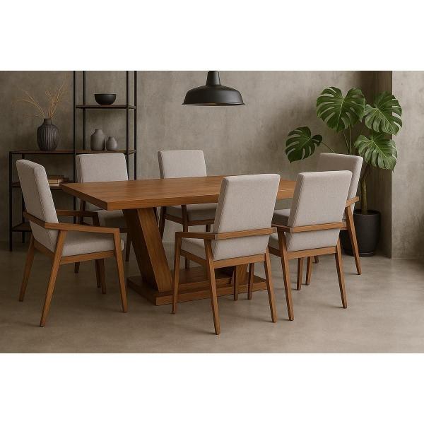 Comedor para 6 Personas Chelsea Francia - Color Gris y Parota