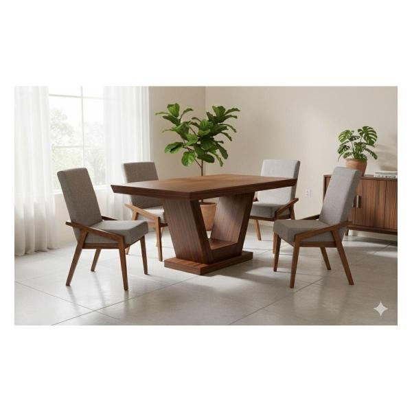 Comedor para 4 Personas Chelsea Francia - Color Gris y Parota