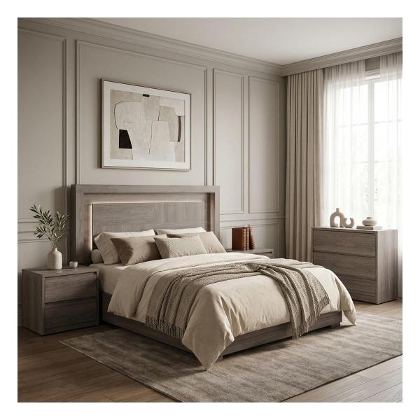 Recámara Sevilla King Size de 4 Piezas - Gris