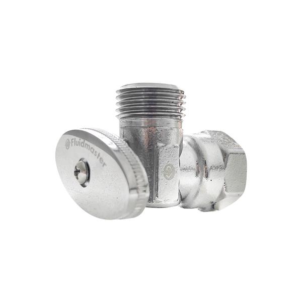 LLAVE DE CONTROL ANGULAR DE LATÓN CROMADA 1/4 DE VUELTA 1/2" X 1/2"