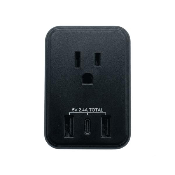 MULTICONTACTO NEGRO 4 ENTRADAS 125V 2 PUERTOS USB-A Y 1 PUERTO USB-C